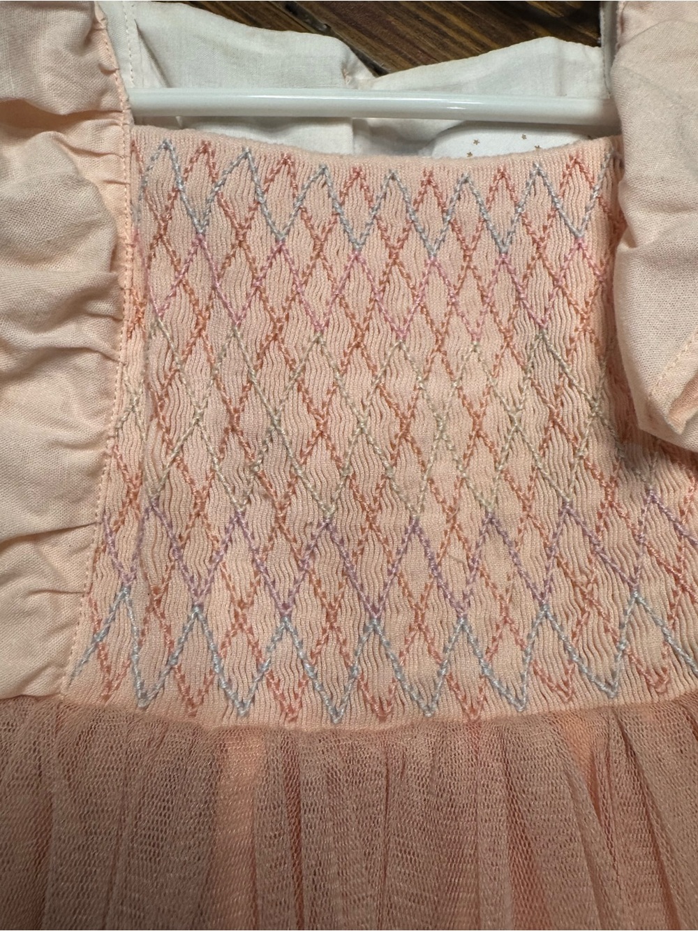 NWOT Girls Well Dressed Wolf peached smocked flutter dress Size 5 - Picture 5 of 8